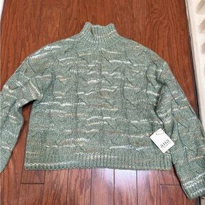Ana‎ Women’s Sweater NWT XS Long Sleeve Green Cable Knit